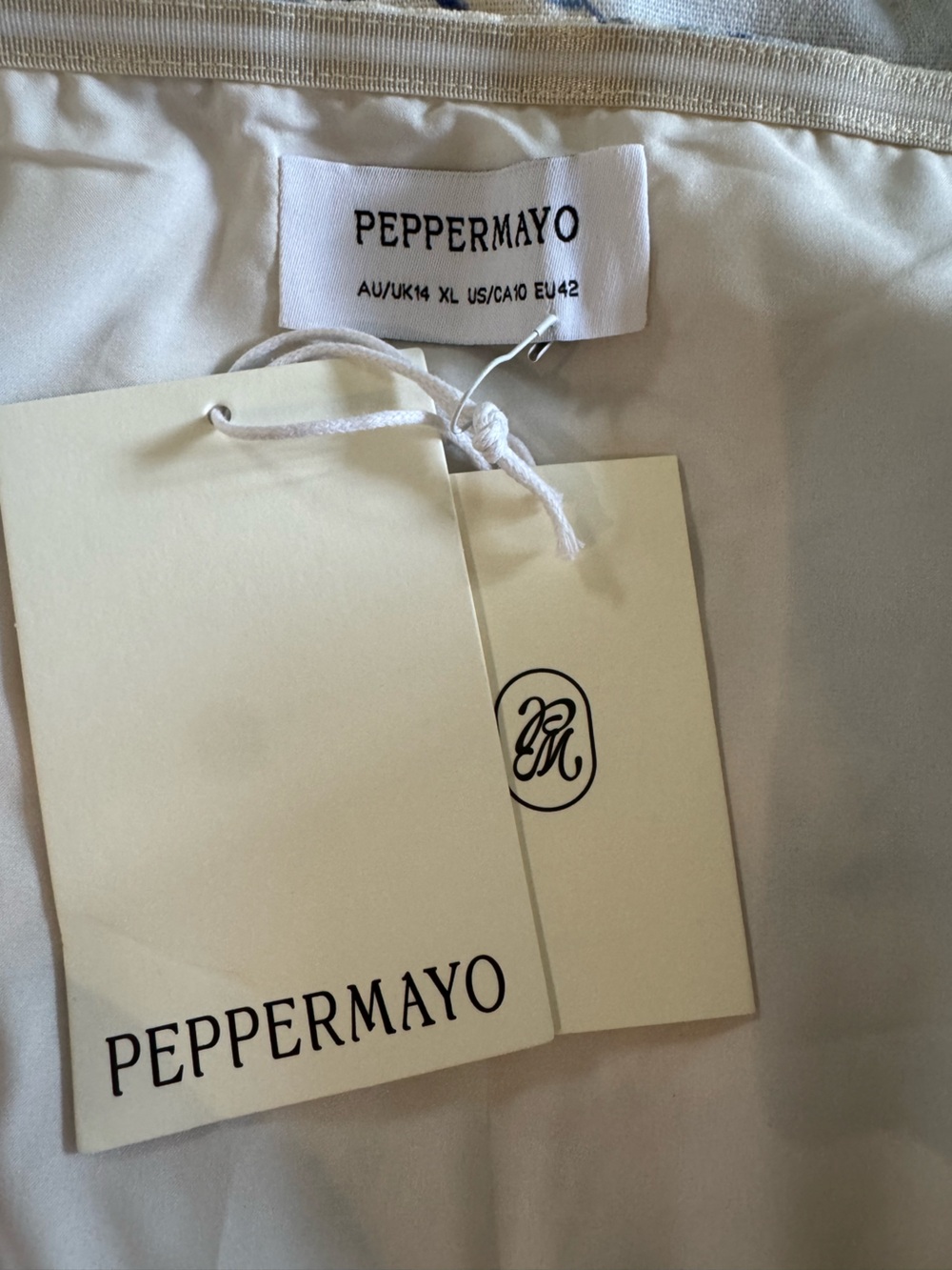 Peppermayo Denby Blue Floral Linen Strapless Mini Dress Size 10 XL NWT - Picture 9 of 10